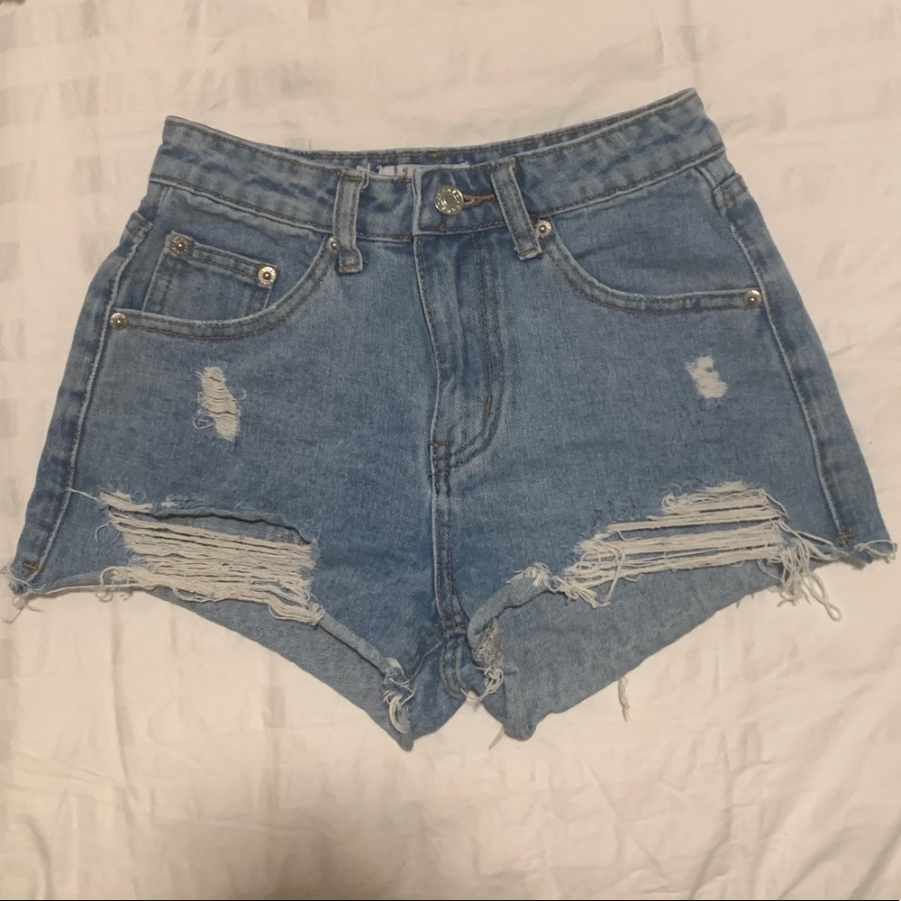 Adika Medium Wash Distressed Jean Shorts: Youth Size 12